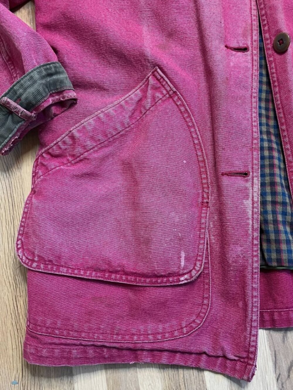 Vintage L.L Bean Cranberry/Pink Worn Canvas Barn Coat - Picture 5 of 11